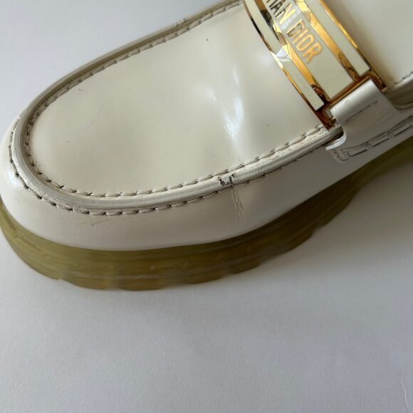 CHRISTIAN DIOR WHITE LEATHER LOAFERS - Picture 11 of 13